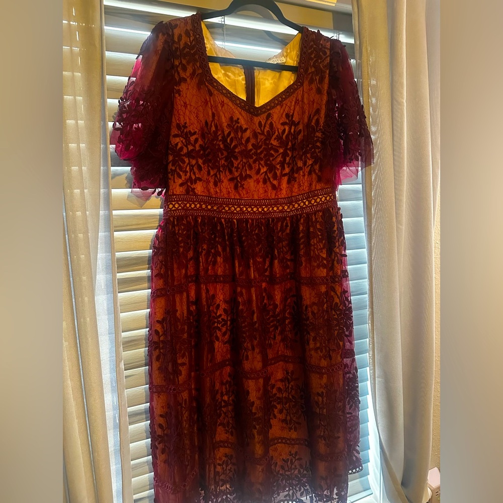Ivy City Co Venice Dress in Wine